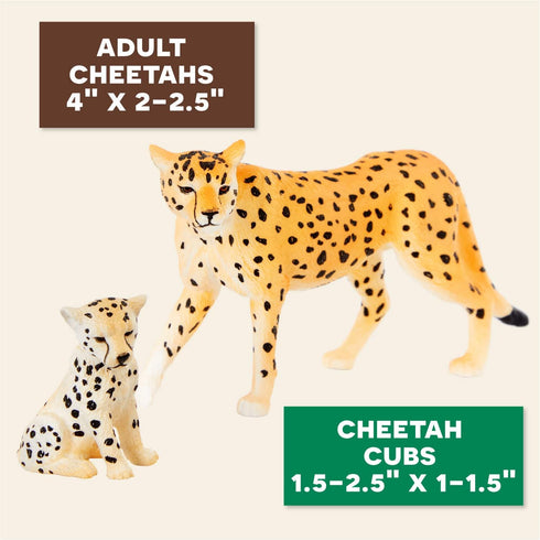 Terra by Battat – 4 Pieces Cheetah Family – 1 – 4-Inch Plastic Figurines for Kids, Educational Toy Figures
