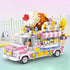 Girls Building Blocks Toys, 593 Pieces Ice Cream Truck Set, Pink Building Bricks Toys for Kids Age 6-12