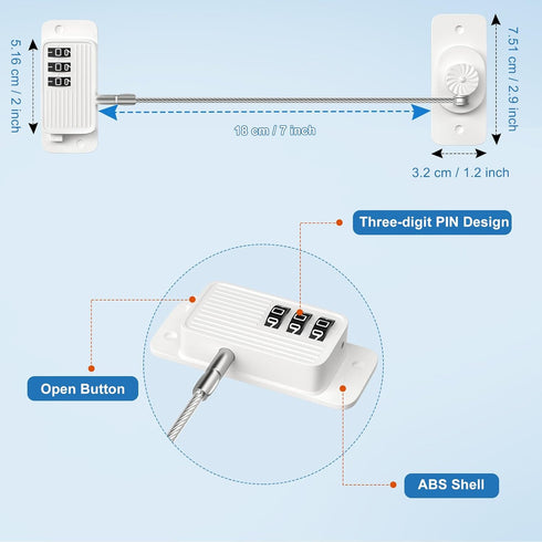 AOSITE 2 Pack Refrigerator Lock, Combination Child Safe Adhesive Freezer Lock for Adults, Kid Cabinet Lock for Fridge
