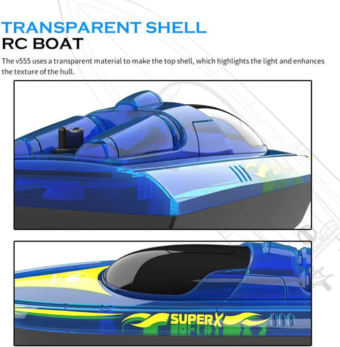 2.4 2 Akargol RC Boat with LED - Remote Control Boat for Pools and Lakes GHZ RC Boats with Rechargeable Battery Whole
