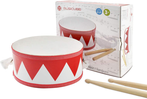 MUSICUBE Kids Drum Set - 8-Inch Wooden Drum Toys with Adjustable Strap and Drumsticks for Toddlers