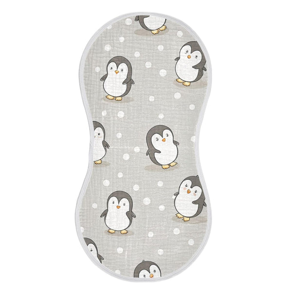 Kigai Cute Cartoon Penguin Muslin Baby Burp Cloths, Large Absorbent Cotton Muslin