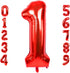 40 Inch Large Red Number 1 Balloon, Jumbo Digit Mylar Foil Helium Balloons for Birthday Party Celebration Decorations
