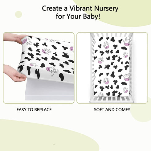 Sheet,24 x38,Multicolor Cow Print Themed Fitted Mini Crib Sheets,Portable Mini Crib Sheets Ultra Soft Material -Crib