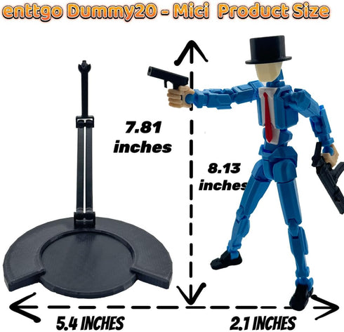 3D Printed 8.13-inch Action Figure Dummy-Mici20, Full Body Movable Toy with Multiple Accessories, Desk Decoration (Blue)