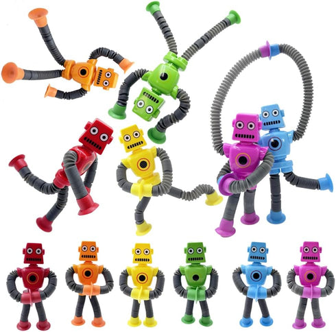 Wririwud 6PC,Toys 3 4 5 6 7 8 9,Christmas Robot Sensory Travel Roadtrip Toys for Kids with Autism, Suction Autism Pop