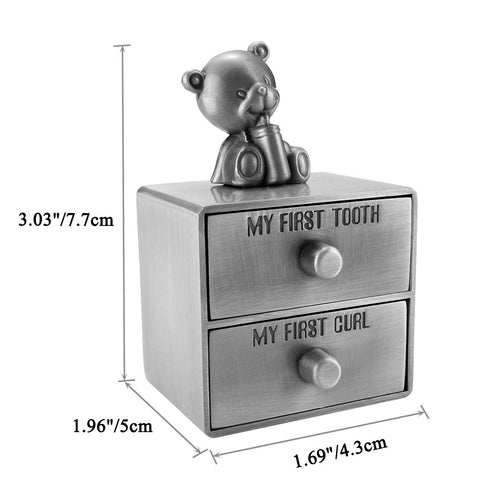 Mogoko Silver Tooth Box, Baby First Tooth and Curl Keepsake Box Set for Kids Teeth Fairy Holder