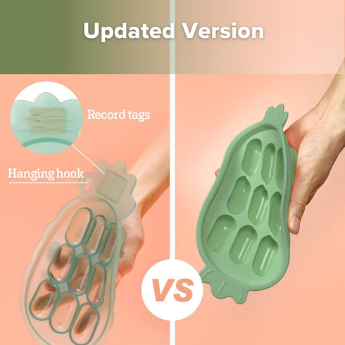 Haakaa Silicone Nibble Freezer Tray, Breastmilk Teething Popsicle Mold, Baby Food Maker, BPA Free Green