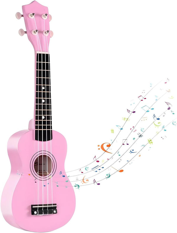 Kids Guitar Acoustic, Jakeloo 21 Inch Wooden Guitar for Toddler Musical Toy Instruments, Ideal for 3-9 Year Olds (Pink)