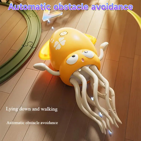 Tummy 3+ Magic Dancing Octopus Toy - Smart Obstacle-Dodging Robot with LED Light Show & Music, USB Rechargeable Time