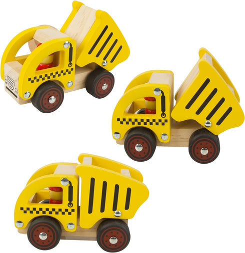 Wooden Push Car Toys for Infants, 2 Pcs Baby Vehicle Toys for 18 Months, Excavator + Truck