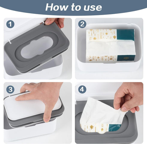 Generic Refillable Wet Wipes Dispenser for Babies & Adults - Moist Locking Container with One Hand Operation, Non-Slip