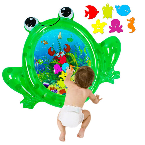 Frog Baby Water Mat, Inflatable Play Mat, Tummy Time Baby Toys, Fun Early Development Activity Play Center for Newborn