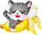 Larcele Micro Building Blocks Animal Set - DIY Mini 3D Toy Bricks, 2427 Dots KLJM-10 (Banana Cat)
