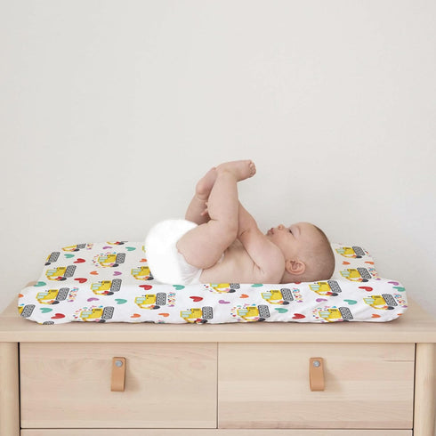 Valentine Truck Love Excavator Changing Pad Cover, Soft Stretch Fitted Changing Table Mats for Boys Girls, 32" x 16"