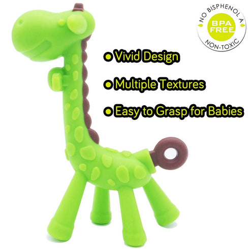 Medical-Grade Teething Toys for Babies 0-18 Months, BPA Free with 2 Baby Fruit Feeders and 4 Teethers, Green