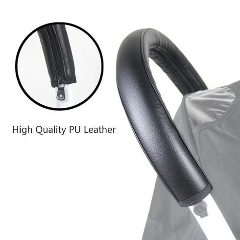 Armrest PU Leather Protective Case Handle Cover for Babyzen Yoyo Stroller (Black)