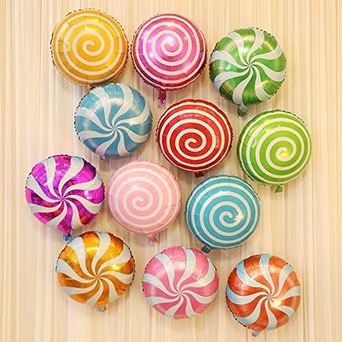 12 pcs 18" Sweet Candy Balloons - Round Lollipop Balloons for Birthday Wedding Party