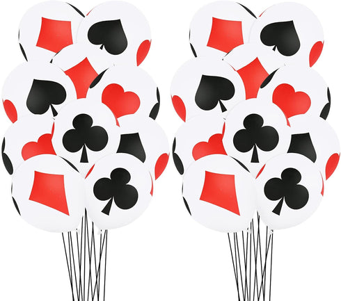 30 Pcs 12 Inches Casino Balloons, Poker Decoration Latex Balloons for Birthday Party Decorations