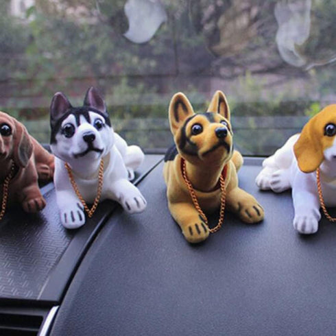 BESPORTBLE Car Decorations Playset with Bobbleheads Puppy Figurine, Shaking Head Dog Auto Interior Decor for Vehicle