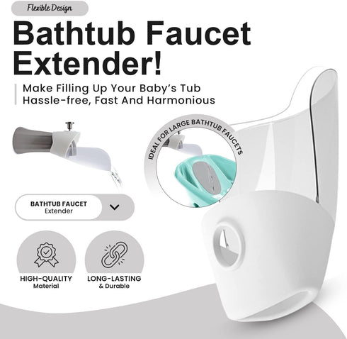 Bath Helper - Bath Tub Faucet Extender, Guides Water Directly from Faucet to Baby Bath Tub Without Splashing (Green)