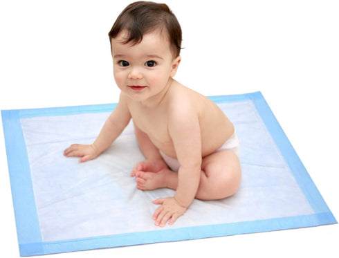 BrightCare 25 Count (24 17 Inch) Disposable Baby Changing Pad Liner - x - Soft Disposable Blue Hospital Underpad