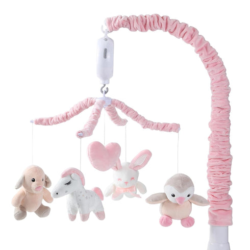 JOLLITO Crib Mobile for Girls, Soft Pink Musical Baby Crib Mobile with