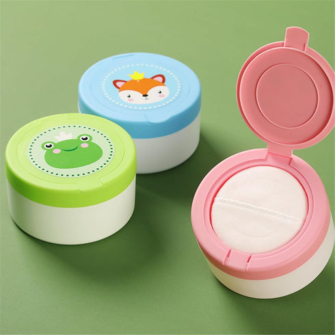 YUSHTPO Baby Powder Puff Box Safe Infant Container Holder Protects Delicate Skin Prevents