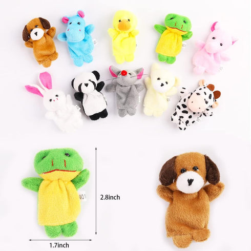 10Pcs Soft Plush Animals Finger Puppets Set for Kids, Mini Plush Figures Toy Assortment for Party Favors and Playtime