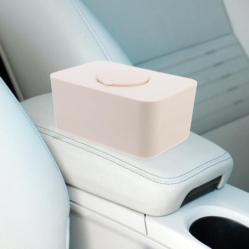 LOPUNER Sealed Silicone Tissue Box Cover with Lid, Wet Wipes Dispenser for Home and Car, Beige Napkin Storage Case