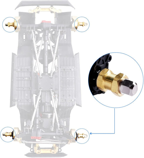 4PCS CrazyHobby Brass RC 12mm Wheel Spacers Extensions Wheel Hubs Hex Drive Adapter for 1/10 RC Crawler Axial SCX10 & SCX10 II 90046 D90 (15mm)