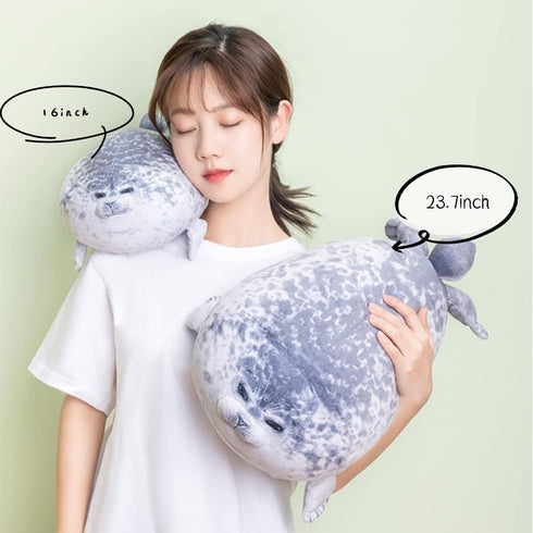 16 Inch Cute Seal Plush Pillow - Soft Stuffed Animal Toy - Chubby Blob Seal for Kids Gifts