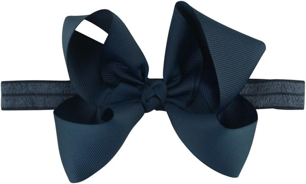 RuffleButts Girls Navy Bow Headband - One Size
