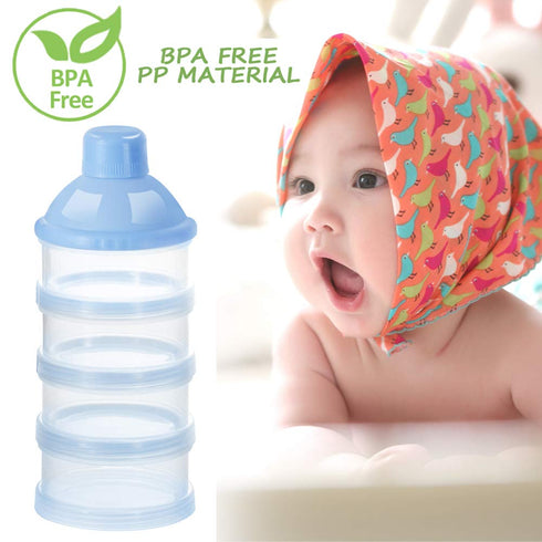 Accmor 4 Formula Dispenser On The Go, Compartments Stackable Formula Container for Travel, Baby Milk Powder Kids Snack