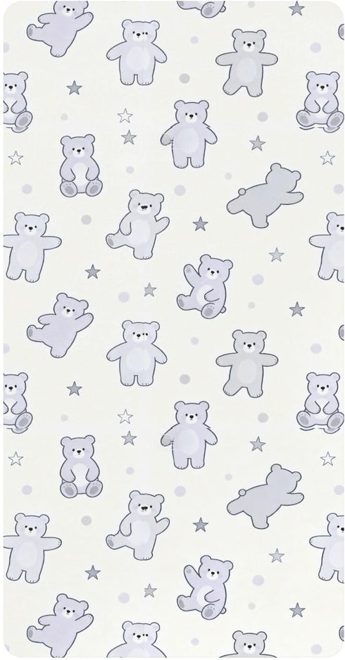 miaozhen Cotton Crib Sheets for Baby Boys Girls Soft Breathable Lilac Funny Bear