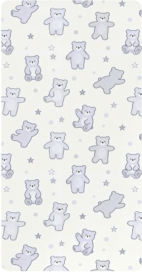miaozhen Cotton Crib Sheets for Baby Boys Girls Soft Breathable Lilac Funny Bear