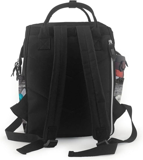 DWVTSLH Backpack Mummy Backpack Teal Gray Rose Diaper Bag Multifunction Nappy Bags Waterproof Large Capacity Travel