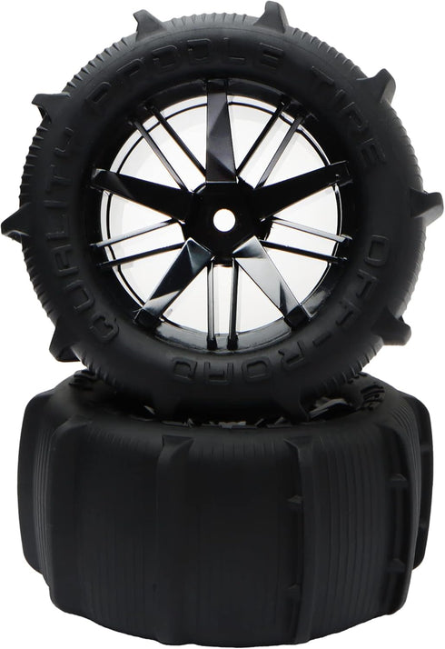2 Pieces RC 1:16 Pre-Glued Paddles Buggy Tires, Hex 12mm Wheels for Snow Sand Off Road Car (2 PCS)