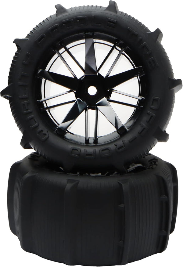 2 Pieces RC 1:16 Pre-Glued Paddles Buggy Tires, Hex 12mm Wheels for Snow Sand Off Road Car (2 PCS)