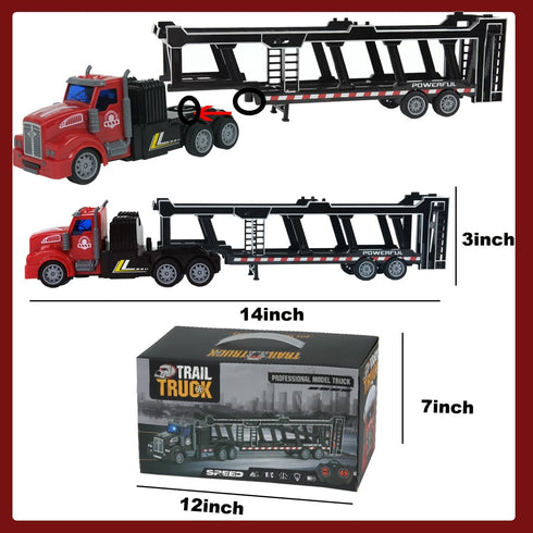 CALEST 6 14" 1:48 2 3-8 Remote Control Car Transporter Truck Includes Cars, Car Transporter Semi Truck Toy, Equipped