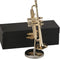 Dselvgvu Copper Miniature Trumpet with Stand and Case, Mini Musical Instrument for Dollhouse Model (4.65"x1.18")