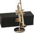 Dselvgvu Copper Miniature Trumpet with Stand and Case, Mini Musical Instrument for Dollhouse Model (4.65"x1.18")