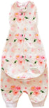 Woombie Grow with Me Baby Swaddle with Leggies, Watercolor Roses, 0-9 Months
