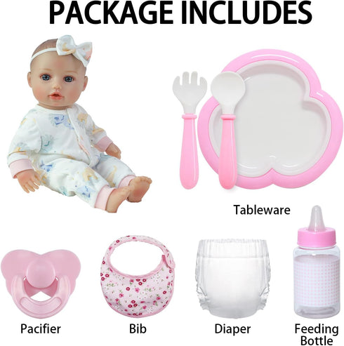 16 inch 3 4 5 6 SCOM Realistic Baby Doll Girl - Soft Body Baby Dolls with Accessories, Real Life Cute Toddler, Lifelike