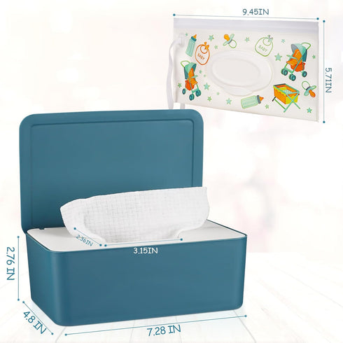 Blue Diaper Wipes Dispenser - Keeps Wipes Fresh and Accessible