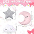 3 Chunful Pcs Moon Star Cloud Plush Pillows Soft Stuffed Nursery Decor Cushions for Bedroom Home Decor(Pink Gray White)