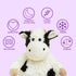 warmies Junior Microwavable & Weighted Stuffed Animals, Black and White Cow - Heated Stuffed Animal Plushie for Warmth