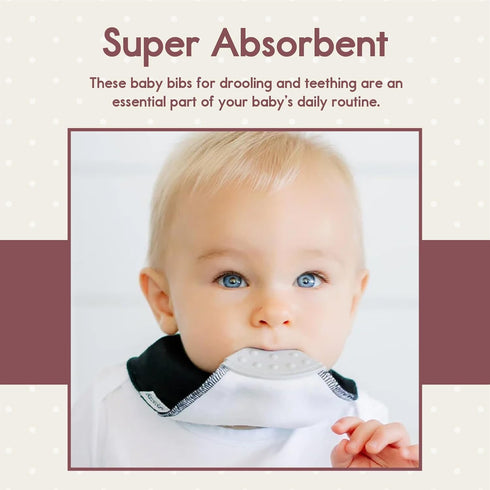 4-Pack Bazzle Baby Bandana Teething Bib Double layer Drool Bibs for Boys & Girls, Silicone Teether for Teething Relief