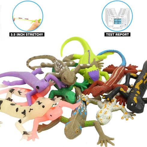 8 Set, PCS Mini Lizards Toys for Kid, Realistic Rubber Lizard Super Stretches Material TPR with Bag Lizard Figure