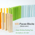 ICEKO KN 100pcs Classic Wooden Building Blocks Set, Solid STEM Toys for Kids, Montessori Toys for Toddlers